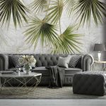 Függő trópusi zöld levélmintás fotótapéta 312x219cm