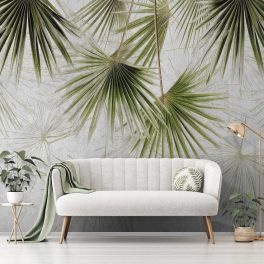 Függő trópusi zöld levélmintás fotótapéta 416x254cm