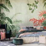 Egzotikus színes levélmintás fotótapéta 368x280cm