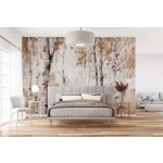 Őszi hangulatú nyírfaerdő mintás fotótapéta 368x280cm