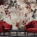 Vintage hangulatú virágmintás fotótapéta 368x254cm