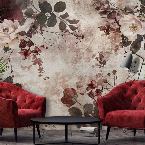 Vintage hangulatú virágmintás fotótapéta 368x254cm