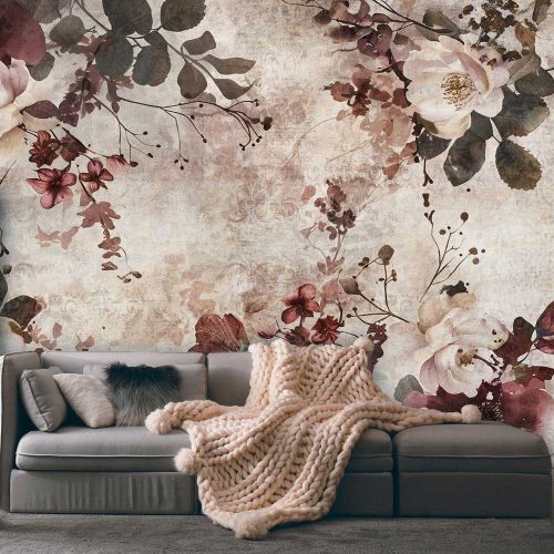 Vintage hangulatú virágmintás fotótapéta 208x146cm