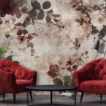 Vintage hangulatú virágmintás fotótapéta 400x280cm