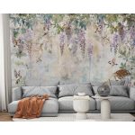 Vintage csüngő virág és madár mintás fotótapéta 152,5x104cm