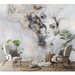 Absztrakt női portré mintás vlies fotótapéta 368x280cm