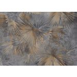 Aranyszínű pálmalevél mintás fotótapéta szürke beton alapon 400x280cm