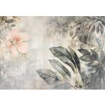 Vintage levélmintás fotótapéta rózsaszín virágmintával 150x105cm