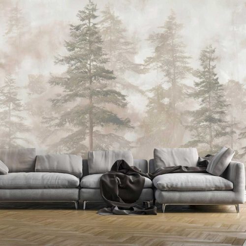 Bézs fenyőerdő mintás vlies fotótapéta 416x290cm