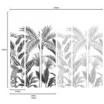 Fekete-fehér trópusi levélmintás vinyl fotótapéta