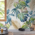 Színes trópusi levél mintás vinyl fotótapéta