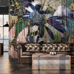 Modern virág és levél lenyomat mintás fotótapéta 208x146cm