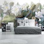 Óriás fehér tavirózsa mintás vlies fotótapéta 254x184cm