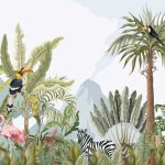 Trópusi dzsungel és állatmintás fotótapéta 368x254cm