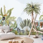 Trópusi dzsungel és állatmintás fotótapéta 416x254cm