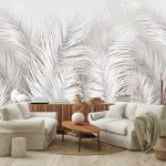 Fehér pálmalevelek fotótapéta 208x146cm