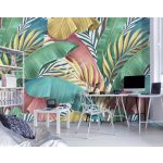 Színes banánlevél mintás fotótapéta 416x290cm