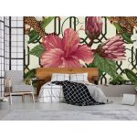 Absztrakt óriás virág és leopárd mintás fotótapéta 460x300cm