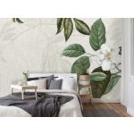 Szürke alapon fehér virágmintás fotótapéta 208x146cm