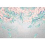 Rózsaszín és zöld levél mintás fotótapéta 368x280cm