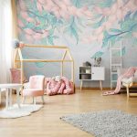 Rózsaszín és zöld levél mintás fotótapéta 368x280cm