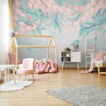 Rózsaszín és zöld levél mintás fotótapéta 368x254cm