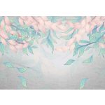 Rózsaszín és zöld levél mintás fotótapéta 368x254cm