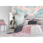 Rózsaszín és zöld levél mintás fotótapéta 368x254cm