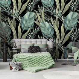 Trópusi zöld levél mintás fotótapéta 208x146cm