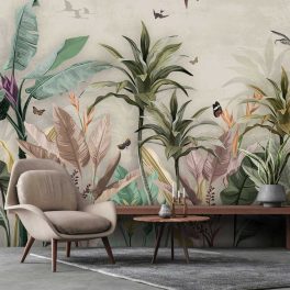 Színes trópusi levelek mintás fotótapéta 416x290cm