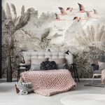 Trópusi dzsungel és flamingó mintás fotótapéta 254x184cm