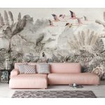 Trópusi dzsungel és flamingó mintás fotótapéta 152,5x104cm