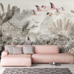 Trópusi dzsungel és flamingó mintás fotótapéta 208x146cm