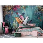 Színes trópusi pálmaleves fotótapéta 368x254cm