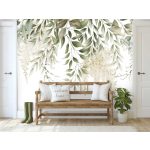 Halványzöld függő levélmintás fotótapéta 416x290cm