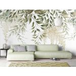 Halványzöld függő levélmintás fotótapéta 350x250cm
