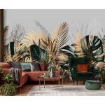 Trópusi arany és zöld levélmintás fotótapéta 416x290cm