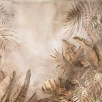 Bézs arany színű pálmaleveles fotótapéta 254x184cm