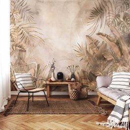 Bézs arany színű pálmaleveles fotótapéta 104x70,5cm