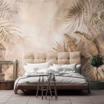 Bézs arany színű pálmaleveles fotótapéta 416x290cm