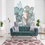 Trendi színes levélmintás fotótapéta