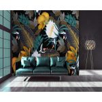 Modern levél és virágmintás fotótapéta 460x300cm