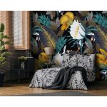 Modern levél és virágmintás fotótapéta 416x290cm