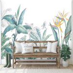 Zsenge zöld trópusi levél mintás fotótapéta 368x280cm