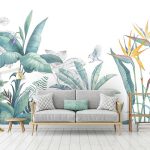 Zsenge zöld trópusi levél mintás fotótapéta 368x280cm