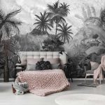 Monokróm dzsungel mintás fotótapéta 368x280cm