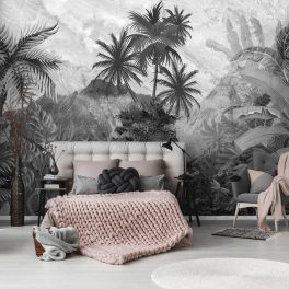 Monokróm dzsungel mintás fotótapéta 368x280cm