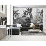 Monokróm dzsungel mintás fotótapéta 368x280cm
