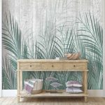Pálmalevél és betonfal mintás fotótapéta 368x280cm