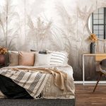 Bézs színű virágos mező mintás fotótapéta 208x146cm